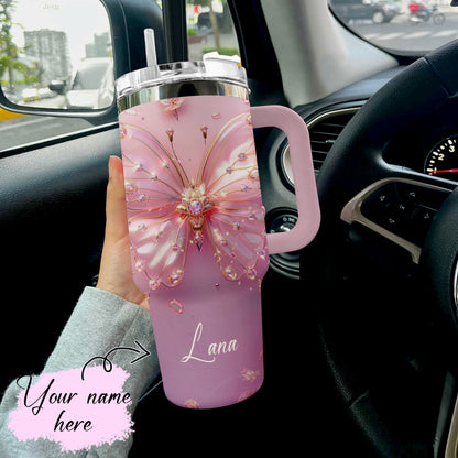 Shineful Glossy Tumbler Personalized Elegant Butterfly