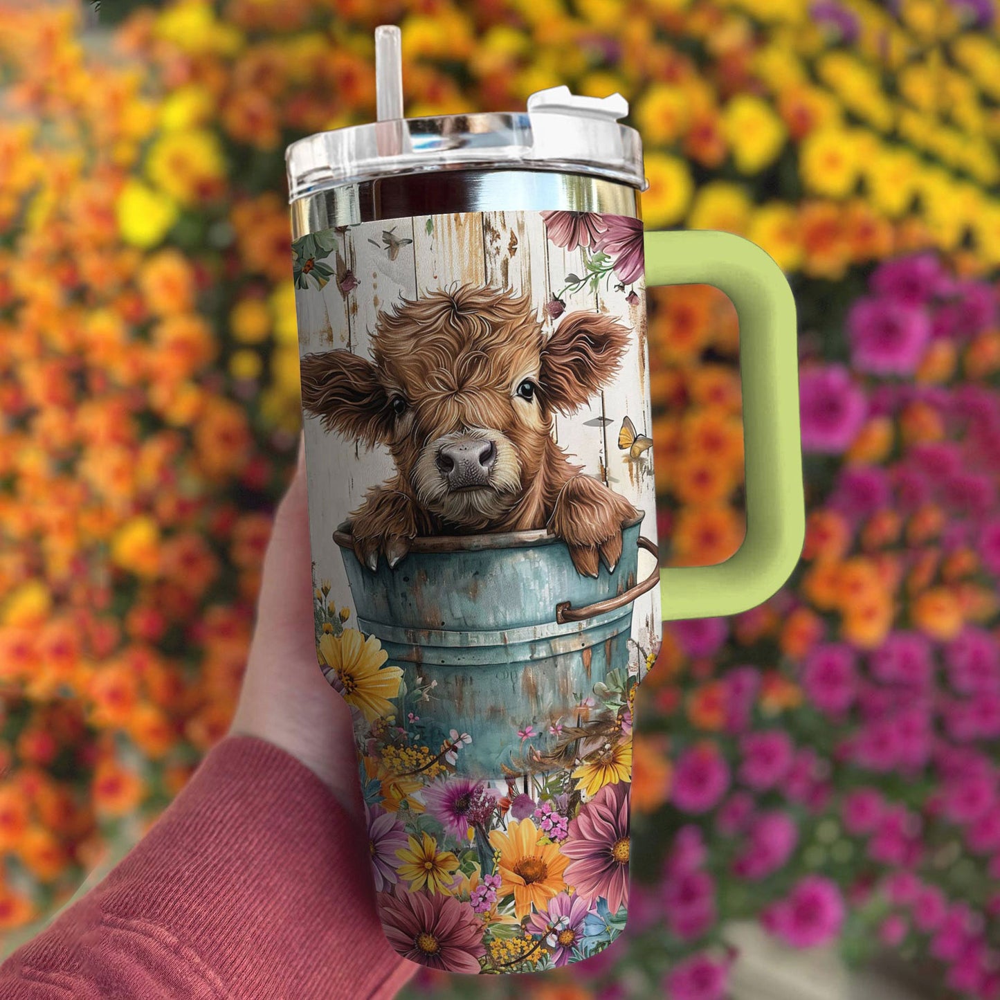 Shineful Tumbler Cow Floral Cow