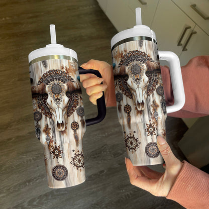 Shineful Tumbler Cow Boho Cow Skull Ver2