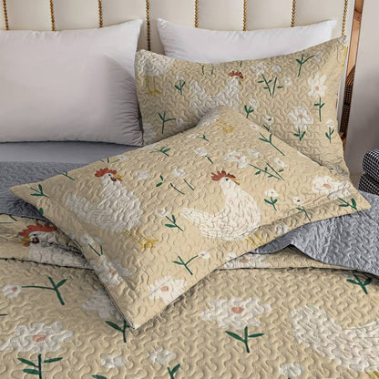 Shineful All Season Quilt 3-Piece Set For Chicken Lovers