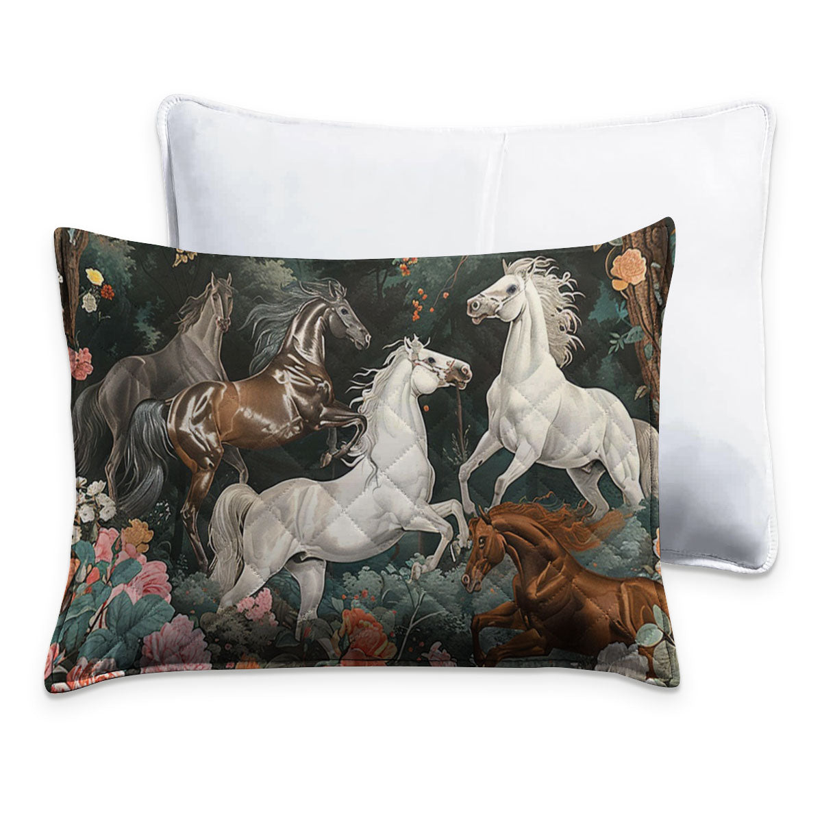 Shineful Quilt 3-Piece Set Floral Horse