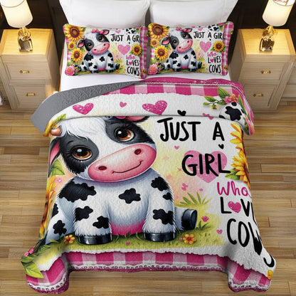 Shineful All Season Quilt 3-Piece Set For Cow Lovers