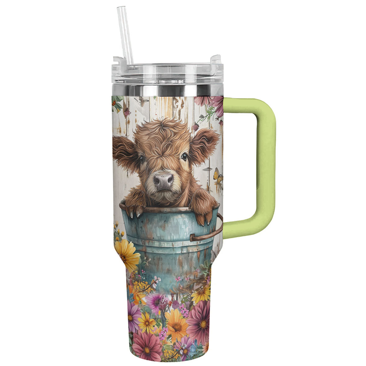 Shineful Tumbler Cow Floral Cow