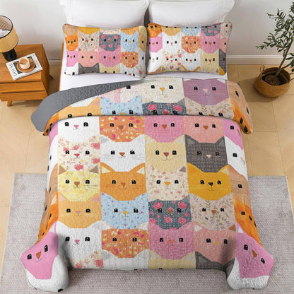 Shineful All Season Quilt 3-Piece Set Cat Blocks