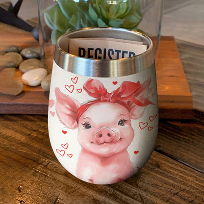 Pig 12 Oz Shineful™ Wine Tumbler Lovely Lk8 12Oz