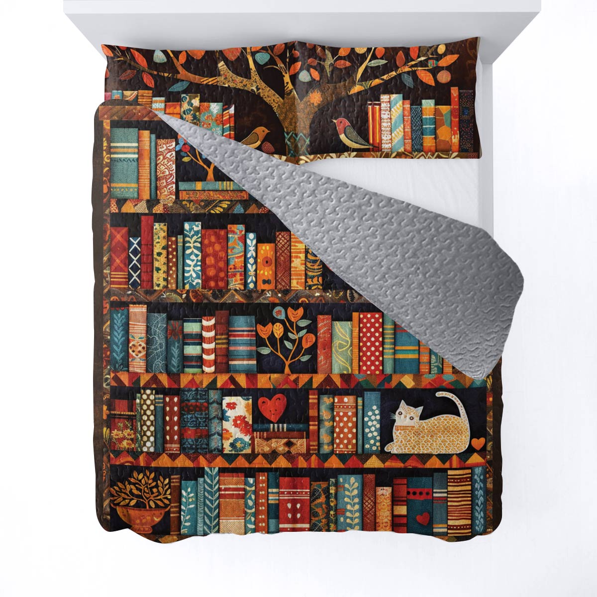 Shineful All Season Quilt 3-Piece Set Autumn Library