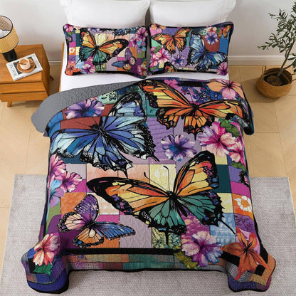 Shineful All Season Quilt 3-Piece Set Buttefly Garden