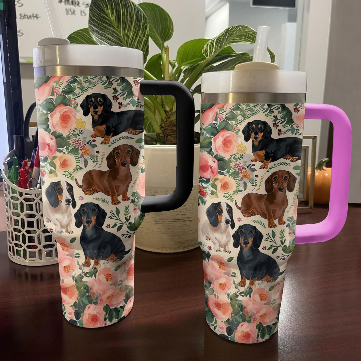 Shineful Tumbler Dog Floral Dachshunds