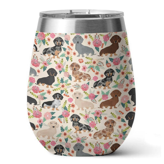 Shineful Wine Tumbler Floral Dachshunds