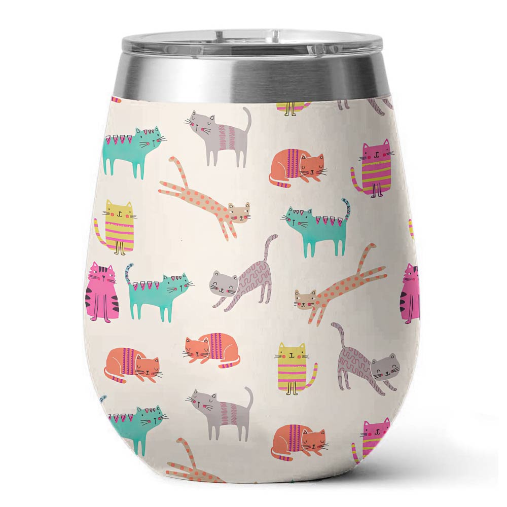 Shineful Wine Tumbler Colorful Cats