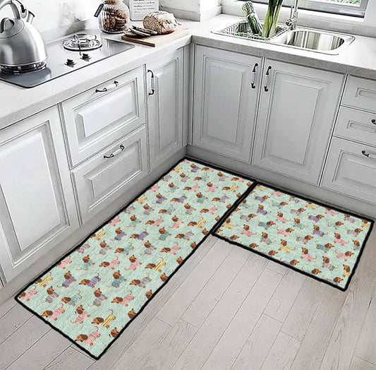 Shineful Ultra-Thin Non Skid Floor Mat, Kitchen Rugs Colorful Dachshunds