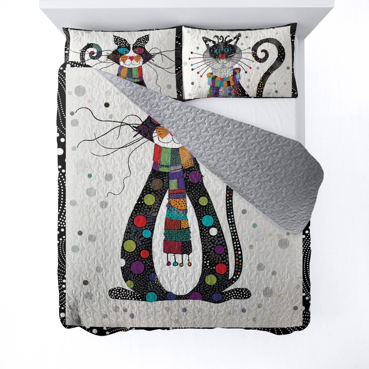 Shineful All Season Quilt 3-Piece Set Funny Cat