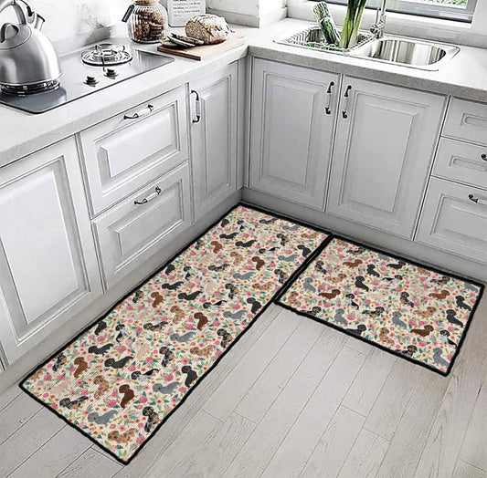 Tapis de sol antidérapant ultra fin Shineful, tapis de cuisine à motifs floraux de teckels