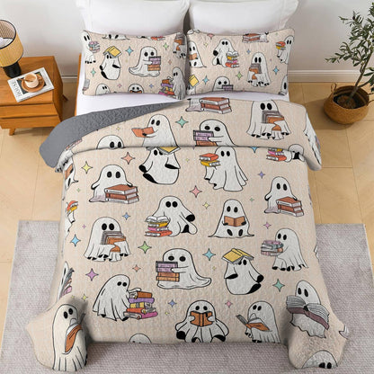 Shineful All Season Quilt 3-Piece Set Ghost Reading