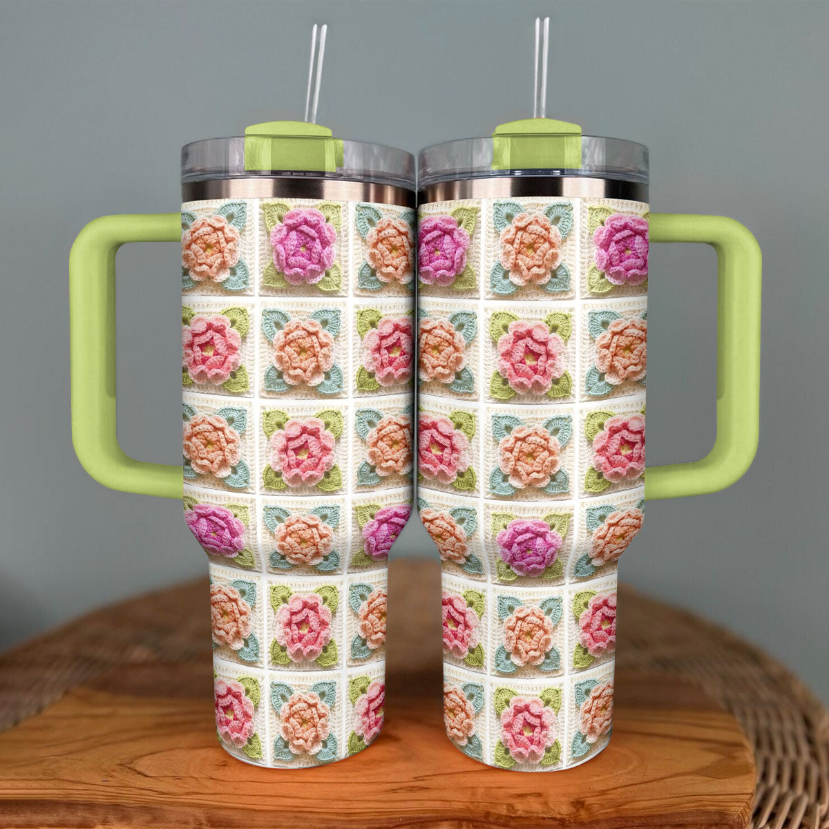 Shineful Tumbler Crochet Flowers