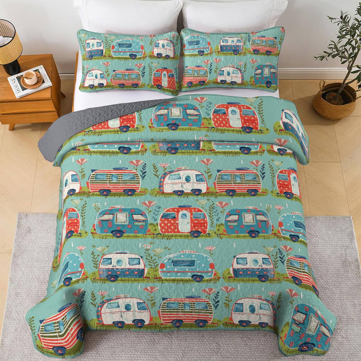 Shineful All Season Quilt 3-Piece Set Happy Campers