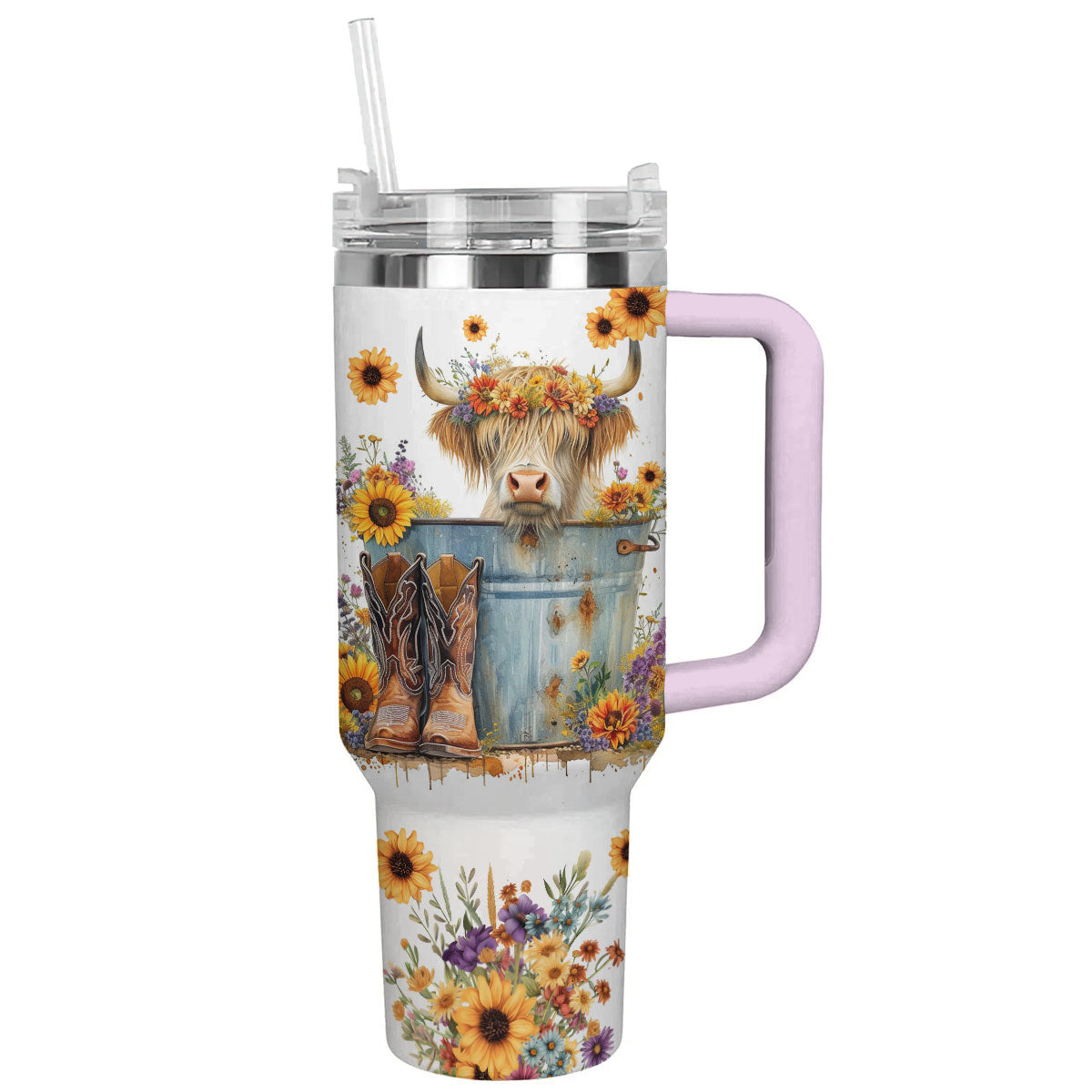 Cow 40 Oz Shineful™ Tumbler Floral Ver4 Lk8 Pink 40Oz