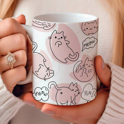 Mug en céramique brillant Chats roses