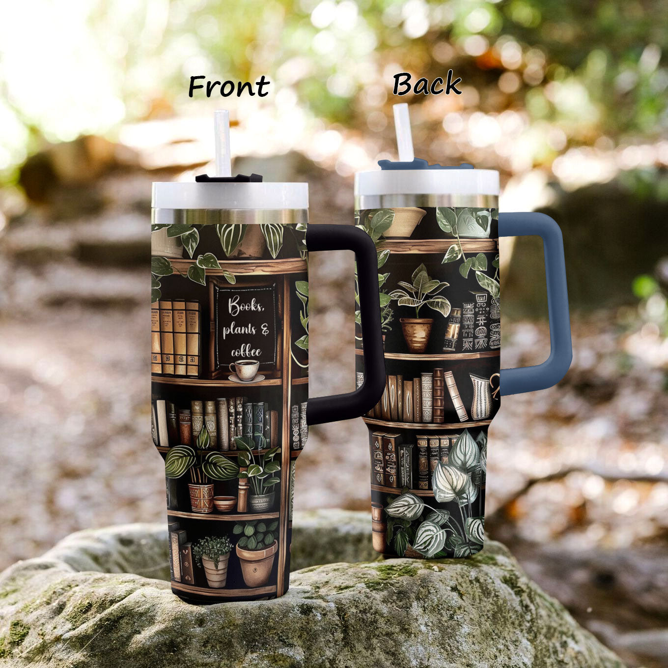 Shineful Tumbler Bücher, Pflanzen und Kaffee