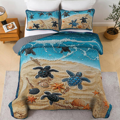 Shineful All Season Quilt 3-Piece Set Sea Turtle Vacation