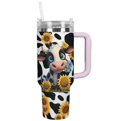 Cow 40 Oz Shineful™ Tumbler With Sunflowers Lk8 Pink 40Oz