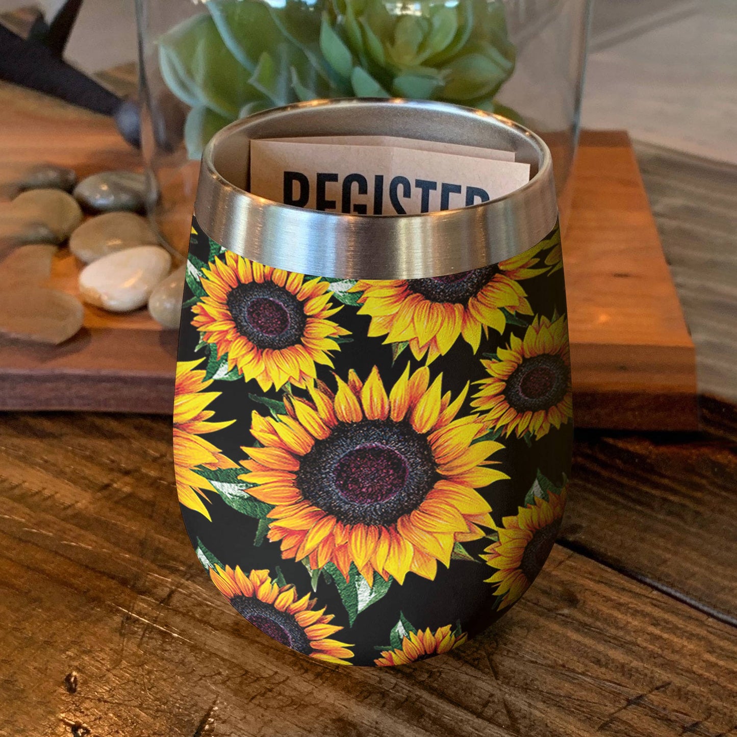 Shineful Wine Tumbler Brilliant Sunflowers