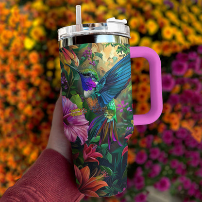 Shineful Tumbler Floral Hummingbird