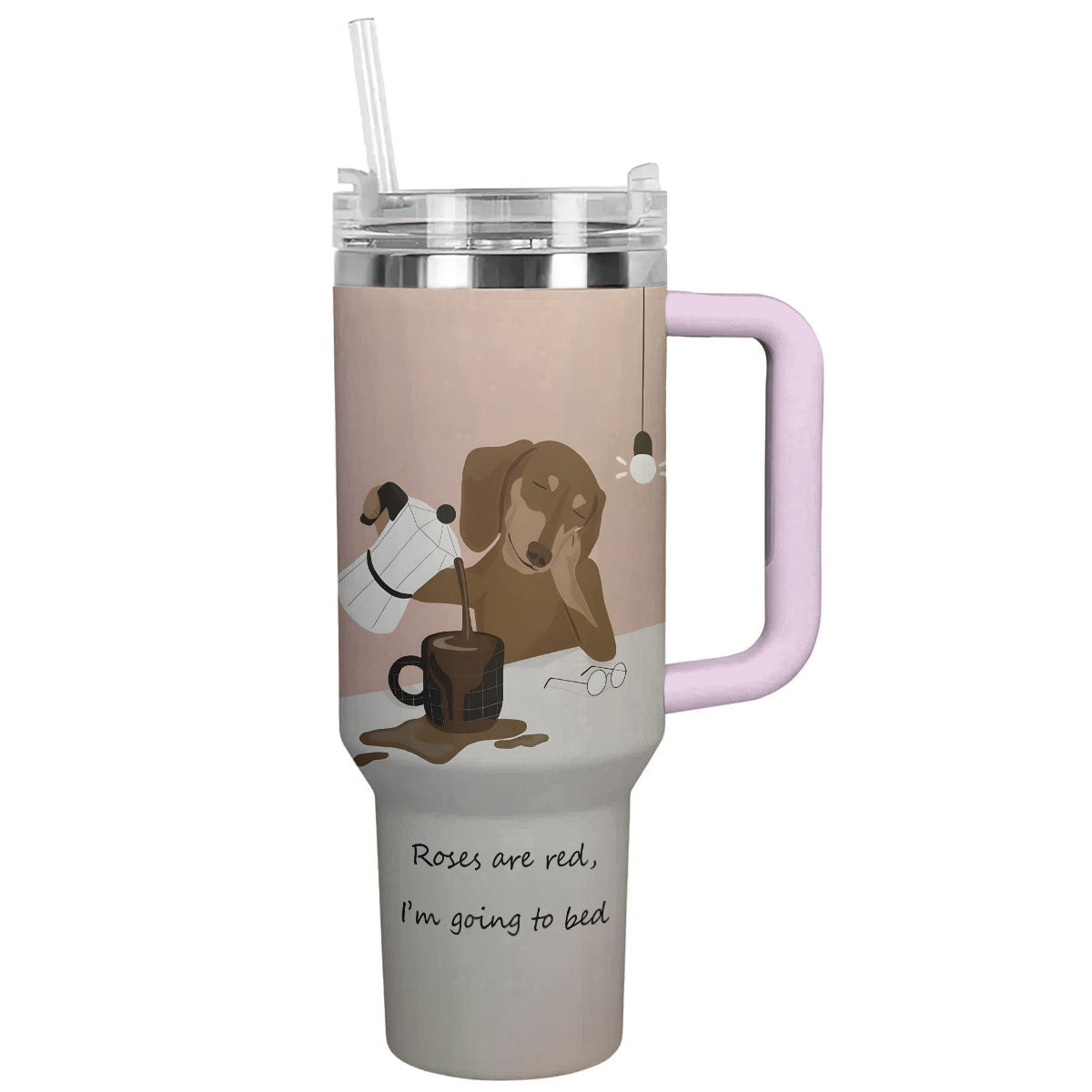 Dog 40 Oz Shineful™ Tumbler Sleepy Dachshund Lk8 Pink 40Oz