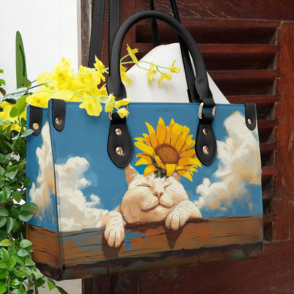 Shineful Leather Bag Relaxing Cat