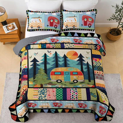 Shineful All Season Quilt 3-Piece Set Retro Camping