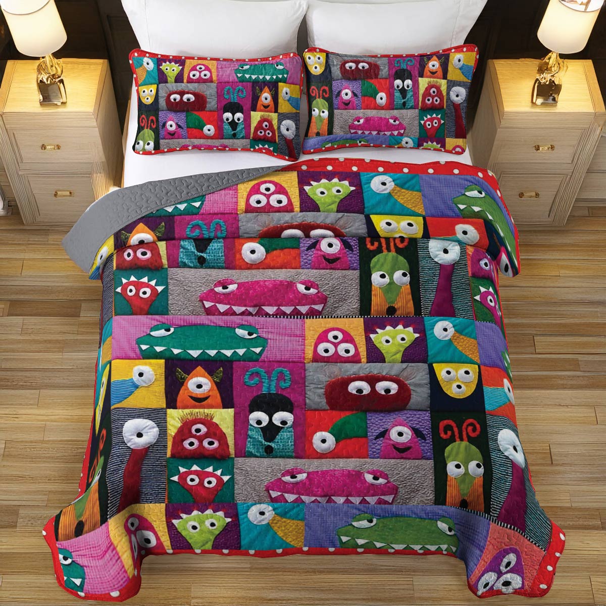 Shineful All Season Quilt 3-teiliges Set Monster Fun