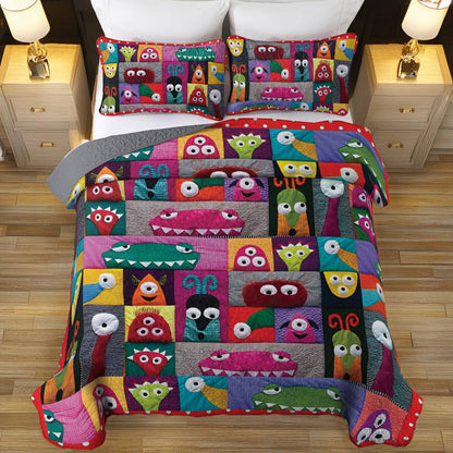 Shineful All Season Quilt 3-Piece Set Monster Fun