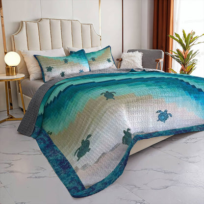 Shineful All Season Quilt 3-Piece Set Sea Turtle Journey