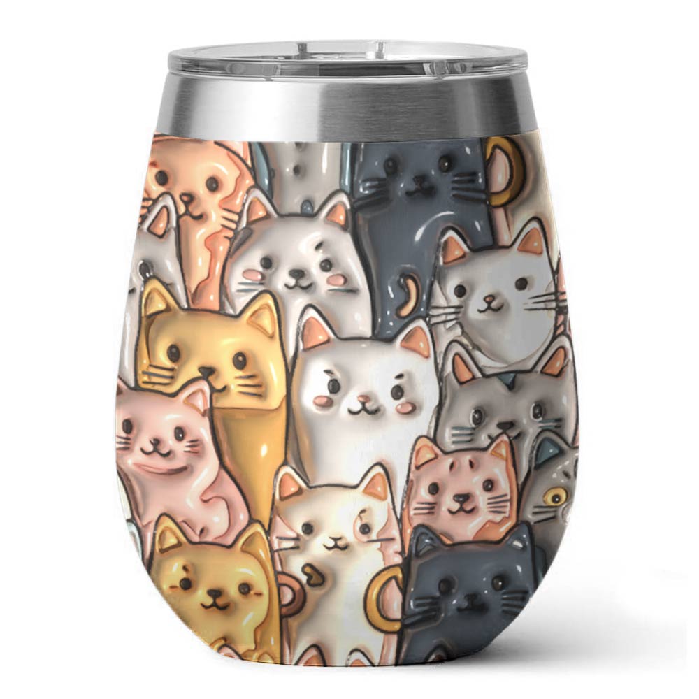 Shineful Wine Tumbler Cat Adorable Cats