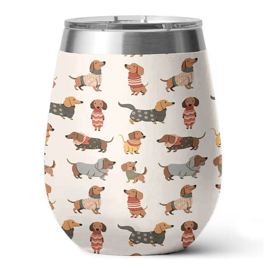 Dog 12 Oz Shineful™ Wine Tumbler Cute Dachshunds Lk8 12Oz