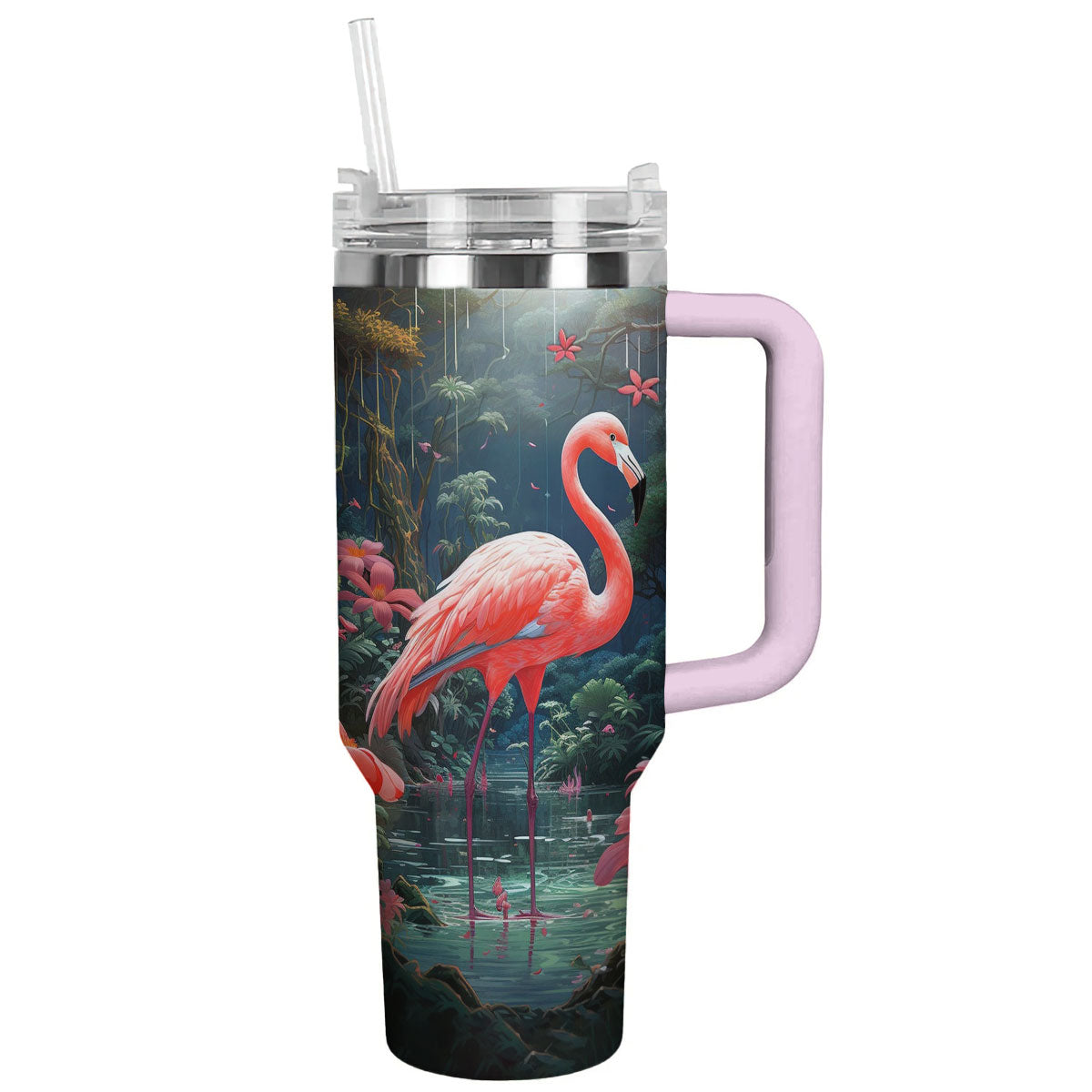 Flamingo 40 Oz Shineful™ Tumbler With Hibiscus Lk8 Pink 40Oz