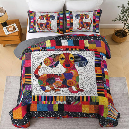 Shineful All Season Quilt 3-Piece Set Colorful Dachshund