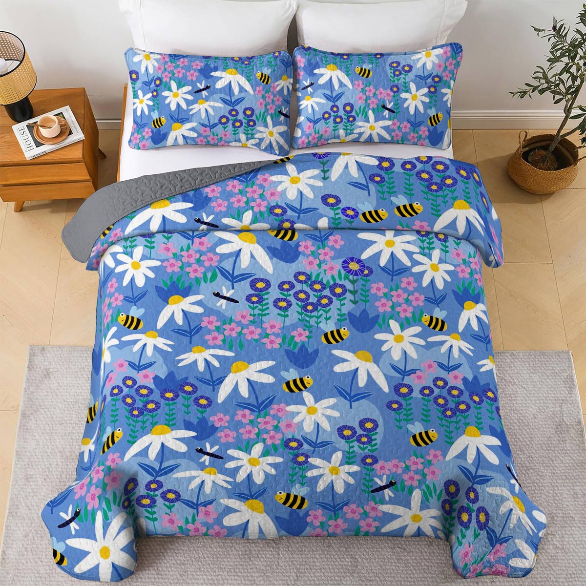 Shineful All Season Quilt 3-Piece Set Floral Frenzy