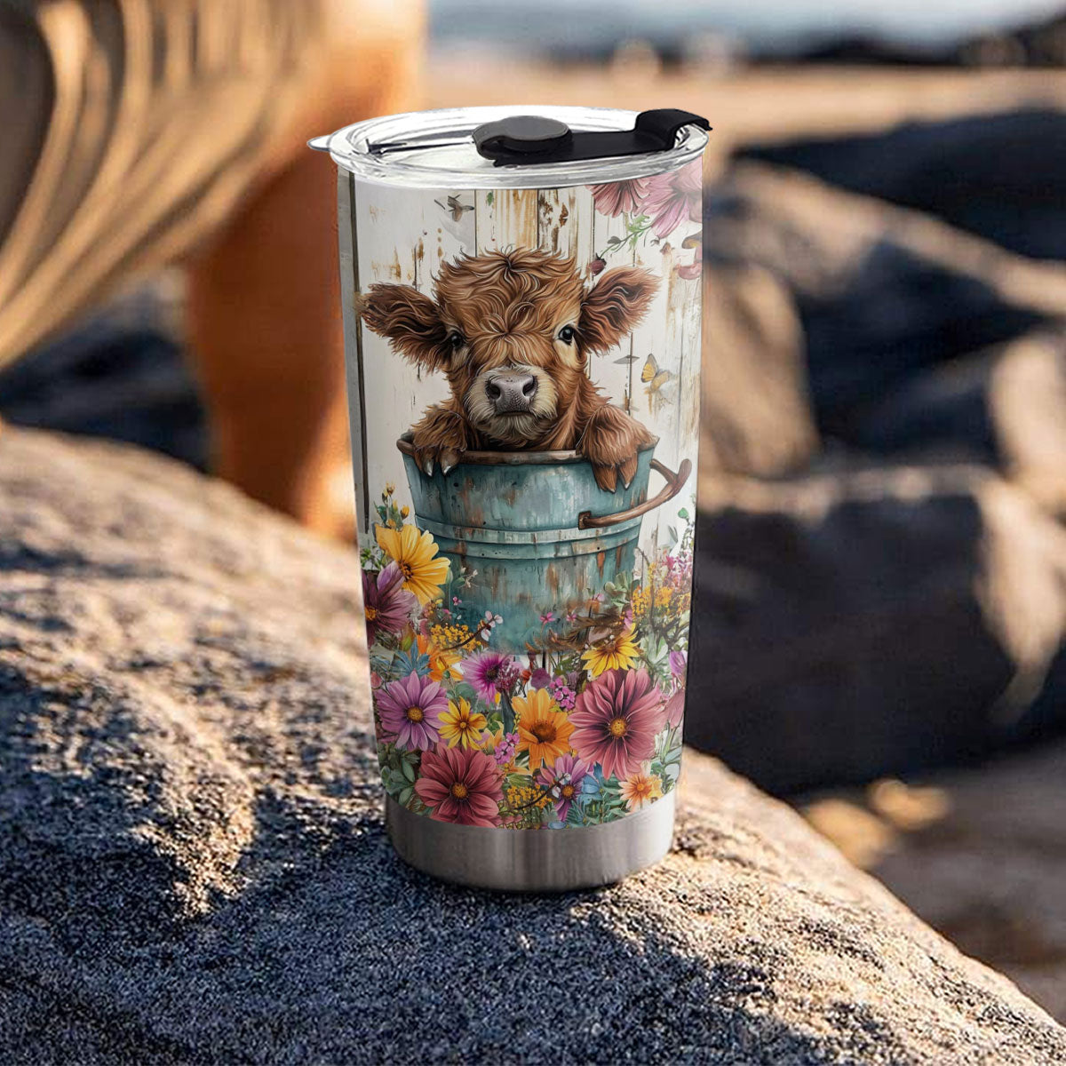 Shineful 20oz Tumbler Floral Cow