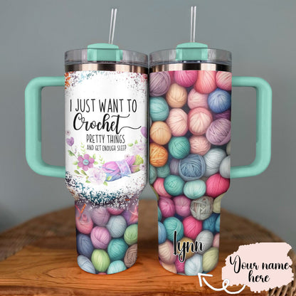 Shineful Tumbler Personalized Just Wanna Crochet