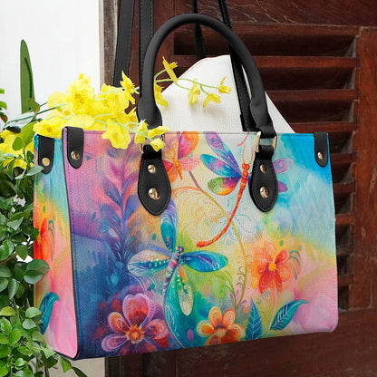 Shineful Leather Bag Colorful Dragonflies