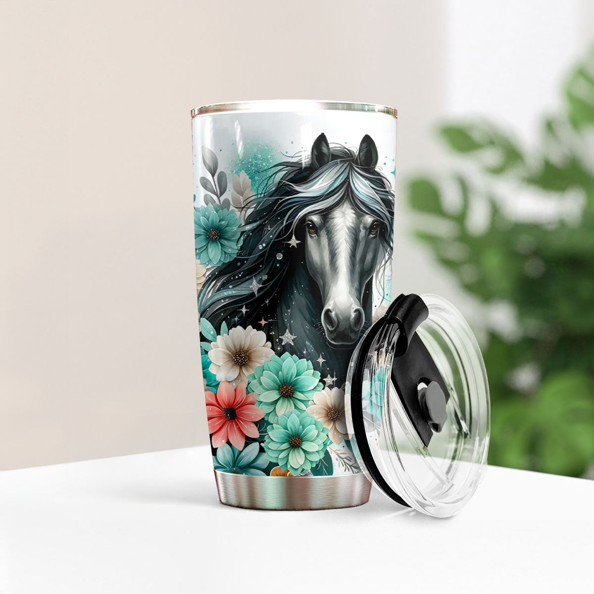 Shineful 20oz Tumbler Floral Dark Horse