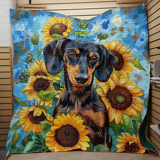 Shineful Dachshund With Sunflowers