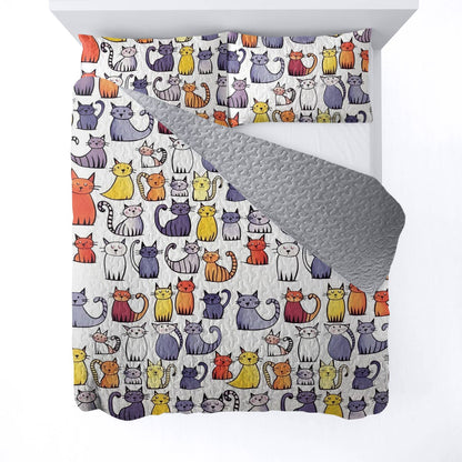 Shineful All Season Quilt 3-Piece Set Naughty Cats