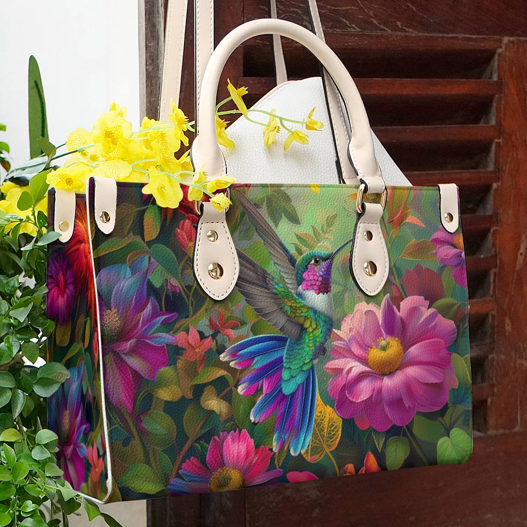 Shineful Leather Bag Floral Hummingbird