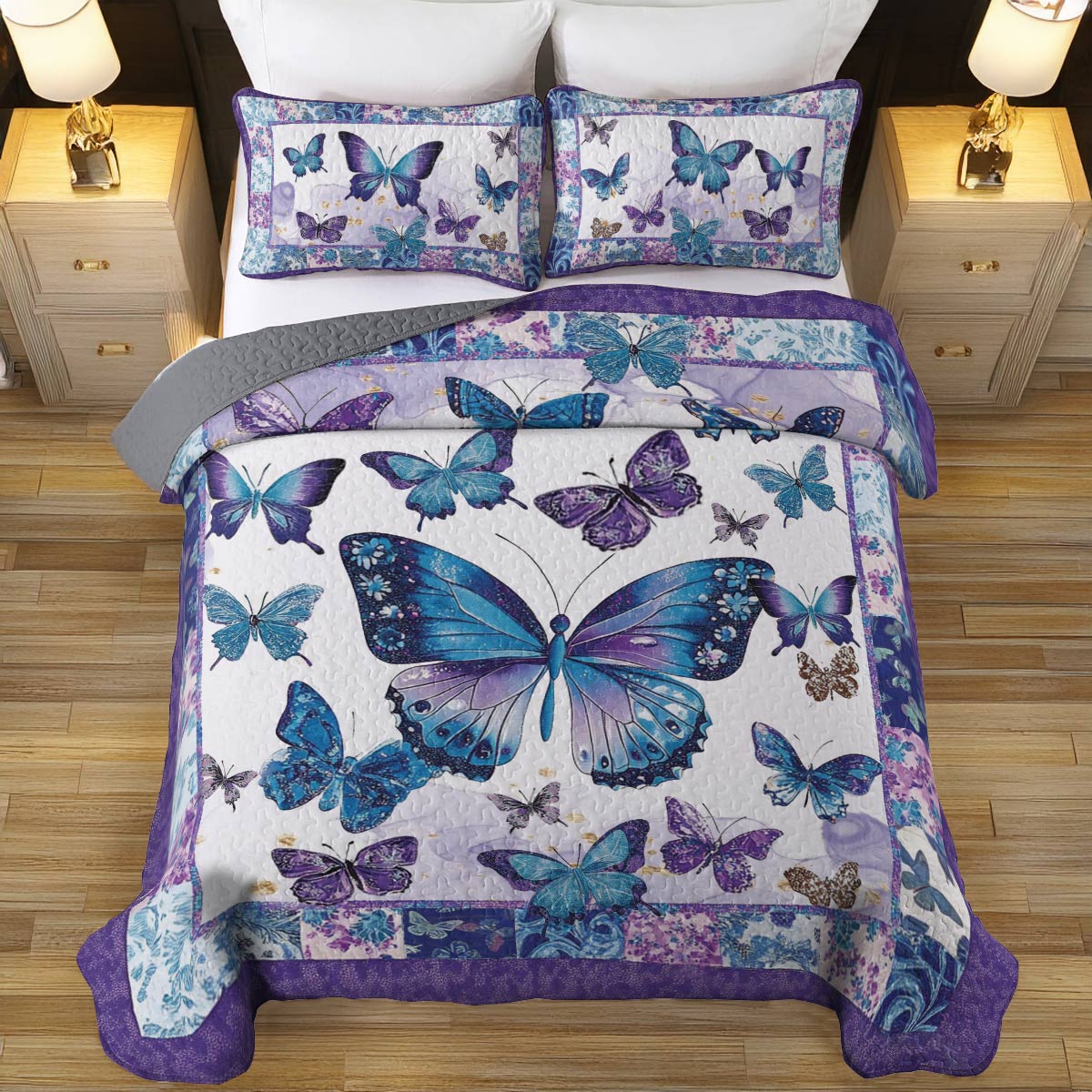 Shineful All Season Quilt 3-Piece Set Butterfly Blossom