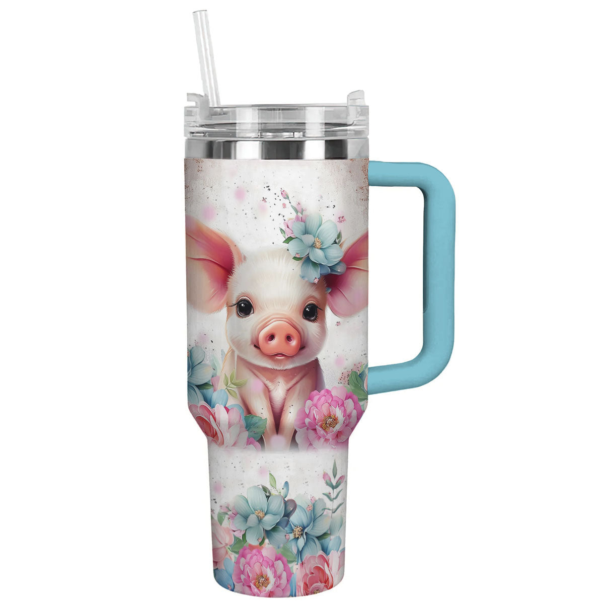 Pig 40 Oz Shineful™ Tumbler Floral Lk8 Sky Blue 40Oz