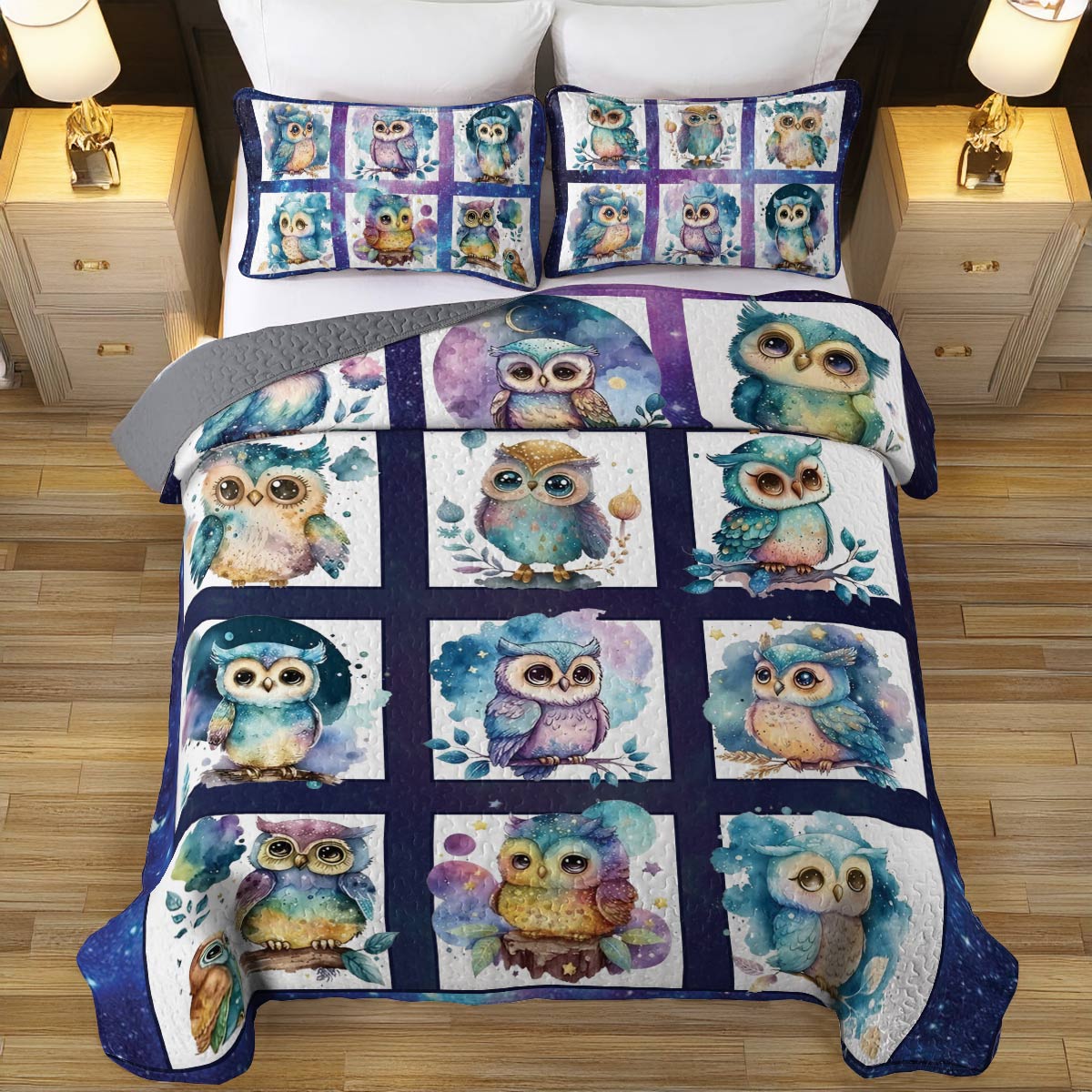 Shineful All Season Quilt 3-Piece Set Night Owls