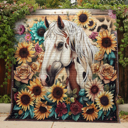 Shineful Quilt 3-Piece Set Floral Horse