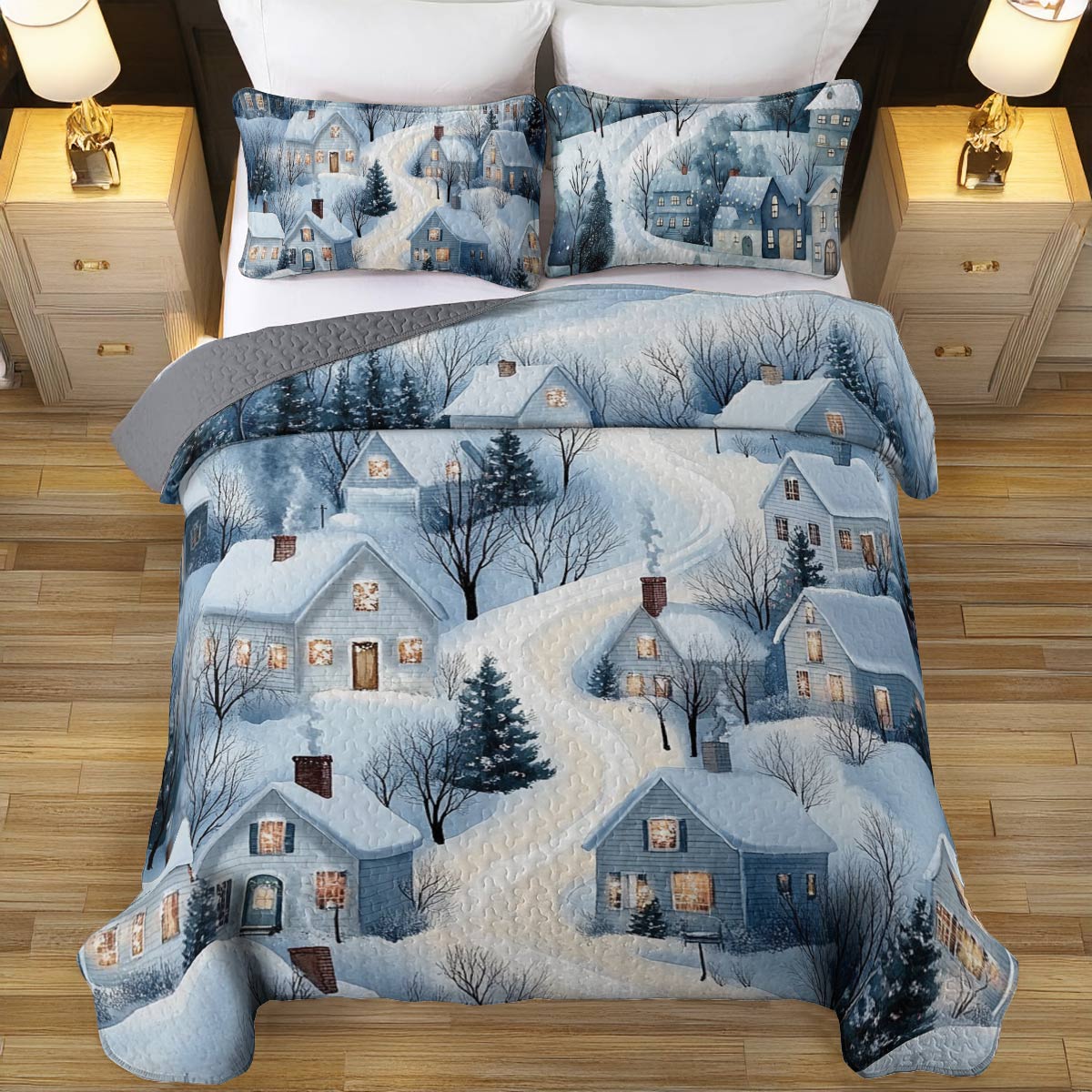 Shineful All Season Quilt 3-Piece Set Winter Village